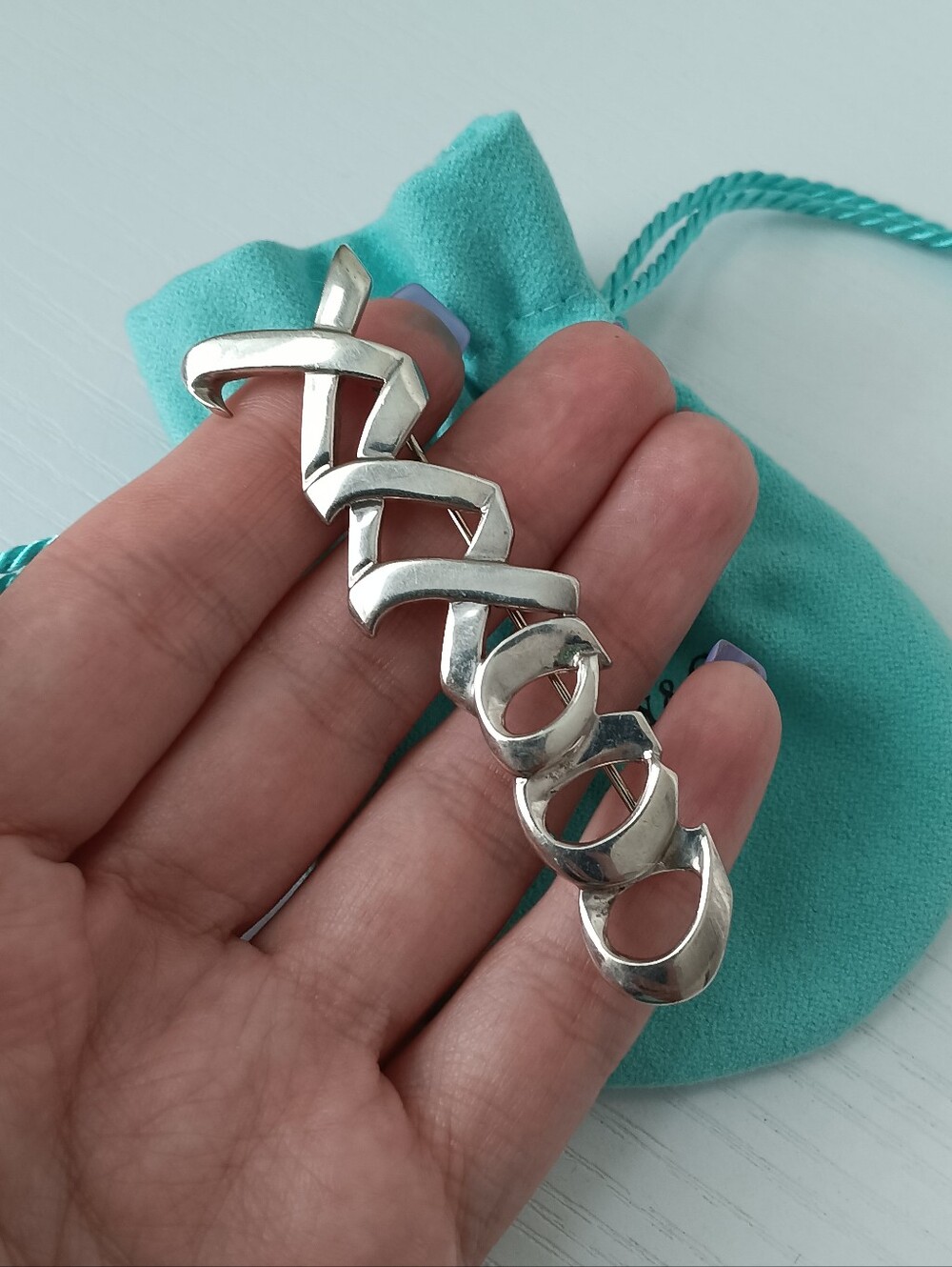 Tiffany @ Co. Paloma Picasso Sterling Silver XOXO Pin Brooch